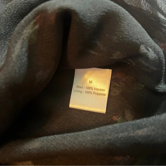 Anthropologie Love Sam Whimsigoth Fairy Grunge Sheer Sleeves Dark Floral Size M - Picture 2 of 7